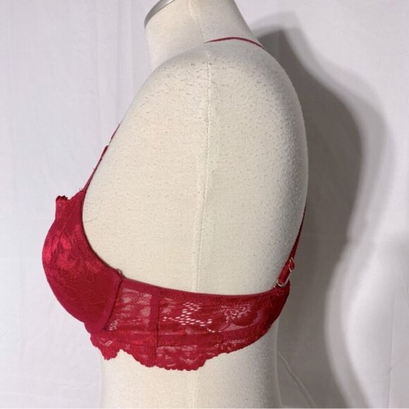 La Senza Beyond Sexy Red Lace Strappy Push Up Bra 32C - Picture 3 of 14
